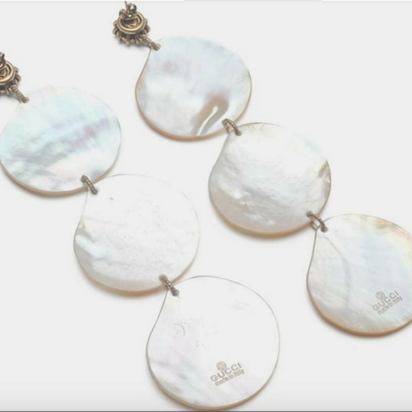 GUCCI EXTRA LONG MOTHER OF PEARL EARRINGS - Picture 3 of 8